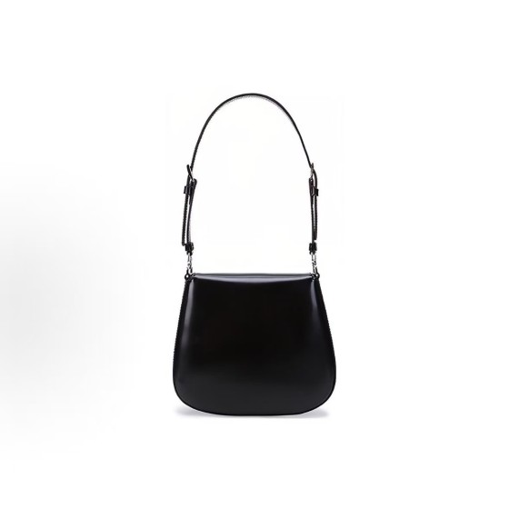 PRADA Cleo glossy magnetic clasp underarm bag, single-shoulder bag, mini women\'s black